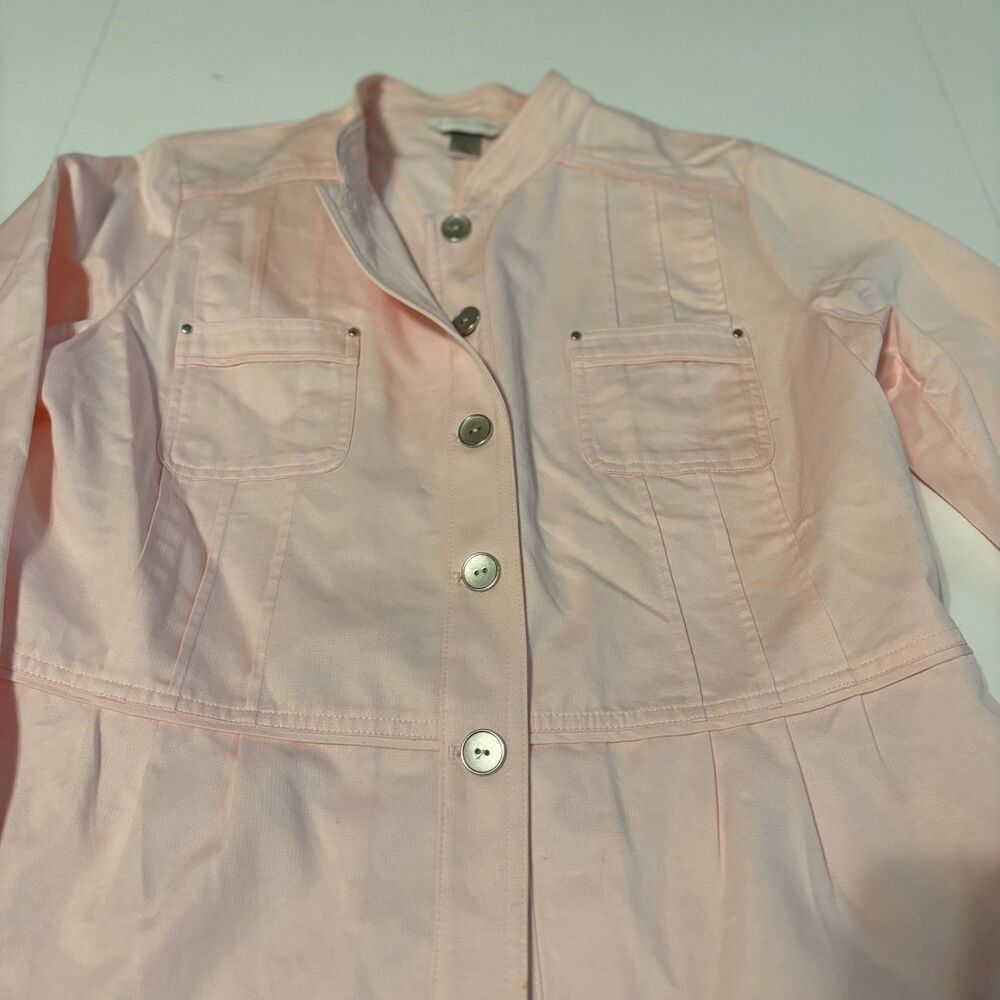 Christopher & Banks Women's Pink Button Front Collared Jacket w/ Pockets PL - Picture 4 of 4